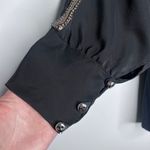 Karina Grimaldi 100% Silk Black Sequin/Beaded Sleeve Blouse Size XS Photo 4