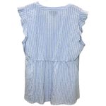 Lane Bryant Size 14 Blue and White Striped Blouse Capped Ruffle Sleeve Vneck Photo 1