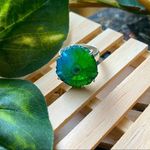 Solar Quartz Sterling Silver Ring Size 6.5 Green Photo 1