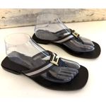 Gucci  Sandals Womens Size 8 Black Stripe Thong Flip Flop Square Toe Italy Photo 2