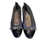 AGL Attilio Giusti Leombruni Black Leather Patent Ballet Flats Buckle Detail 8.5 Photo 1