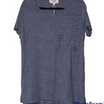Max Studio  LONDON XS women hi low t-shirt with M short sleeve navy white striped Photo 7