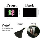 Chic Black Cosmetic Bag with Pink and Green Bow Photo 1