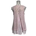 Coin 1804 Pink Sheer Linen Tunic Blouse Lagenlook Coastal Beach Boho Hippie M Size M Photo 3