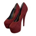 Topshop Vintage  Burgundy Suede Platform Pumps 7” heels Size‎ 8 Photo 1