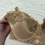 Aerie Real Power Gold Satin Lace Unlined Full Coverage Balconette Bra Sz 34DD Photo 2