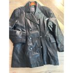 Women's Lambskin Leather Coat Size Mens Large Peacoat Oversized Classic Unisex Black Photo 8