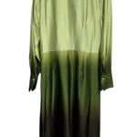 Worthington NWT  Satin Ombre Wrap Dress Midi Green Long Sleeve Career Party Sz Lg Photo 3