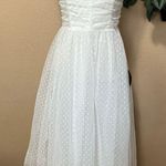 Lulus Forever Celebrated White Swiss Dot Ruched Tulle Midi Dress Photo 0