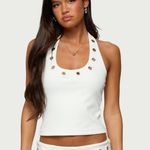 Edikted  White Ribbed Halter Top Photo 0