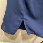 Harvé Benard Harve Benard Navy Flowy Sheer Sleeveless Blouse Gold Eyelet Lace V Neck Size L Photo 5