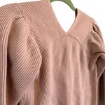 Free People  Ribbed V-neck ballet pink light blush pullover batwing sweater Photo 6