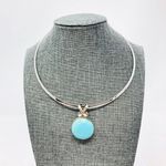 Sterling Silver torque necklace with  turquoise pendant Photo 0