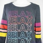 Chaser Relax Rainbow Graphic Stripe Sleeve Open Back Long Sleeve Top size M Photo 15