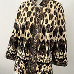 Chico's Leopard Print Jacket 2 Tribal Artsy Beaded Open Front Tribal African Photo 0