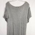 American City Wear Plus Sz 2X Dress Maxi Gray Knit Short Sleeve V Neck Drape 658 Photo 4