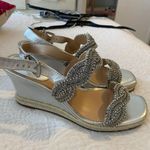 Wedged Silver Sandals Size 9 Photo 0