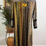 Forever Shift Dress Womens Rainbow Striped Boat Neck Long Sleeve Pullover Medium Photo 1