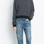 Vince Selvedge Jeans Womens 28 Blue Union Slouch Distressed Ankle Button Fly Photo 2