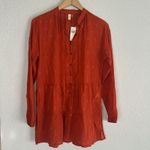 Pilcro NEW Anthropologie  Tiered Tunic Top Rust Orange Boho Copper Button Aztec Photo 4