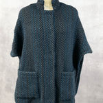 Blarney Woollen Mills Ireland Womens Poncho Cape Heritage Old Money Rustic Luxe Blue Size undefined Photo 0