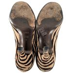 Fendi Vintage Brown Tiger Stripe Print Calf Hair Open Toe Heels Pumps Size 38 Photo 8