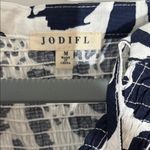 JODIFL  Navy and White Ruffled Bib Collar Blouse Size M Photo 1