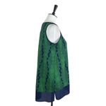 Liz Lange Women’s Sweater Sleeveless Top Chiffon Hem Green Navy Zig Zag Size PM Photo 2