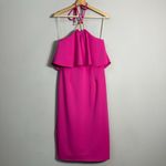 Trina Turk Soozy Halter Ruffle Pencil Dress Women's 10 Hot Pink Formal Party NWT Photo 4