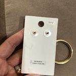 EXPRESS NWT  1 5/8" Thick Dangle Hoop Push Back Pierced Earrings Gold Ton… Photo 4