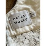 Hello Molly Lace Strapless Puffy Shoulder Ruffle Mini Dress Size M US 6 Peasant Photo 2