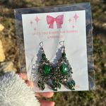 Betsey Johnson Elegant Green Statement Earrings Photo 0