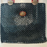 Vintage Whiting and Davis Black Metal Mesh Clutch Bag‎ Lucite Handle Retro Photo 0