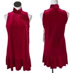 Calvin Klein NWT Red Velvet Mock Neck Tired Dress SZ-6 Photo 2