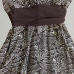 Max Studio Brown floral sleeveless top with cinched waist tie, boho chic hippie Y2K fairy Photo 4