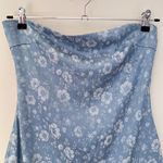 Princess Polly Ramie Satin Floral Strapless Silky Mini Dress Party Blue Photo 4
