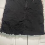 Guess ‎ Black Denim Skirt Mini with Logo Tape Trim Frayed Hem Photo 3