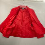 Kasper Blazer Women 6P Red Open Front Lined Shoulder Pads Preppy Office Holiday Photo 7