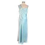 Bardot Satin Backless Slip Dress Evening Gown Blue Size 12 One Shoulder Formal Photo 0
