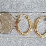 Gold Tone Hoop Oval Greek Design Earrings Photo 6