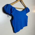 Revamped CLEARANCE! Blue Boutique Puff Shoulder Crop Top Size S NWOT Photo 3