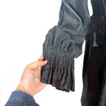 Frances Hart Maternity Maxine Smocked 100% Linen Ruffled Midi Dress Black Size undefined Photo 4