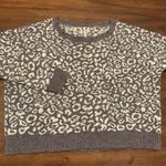 Free People Free People Sweater Women’s XS Leopard Cheetah Print Gray Mint Green Crewneck Photo 0