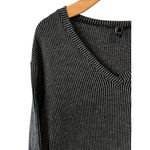 Forever 21  Sweater Blouse Womens Size S Gray Black Ribbed V Neck Long Sleeve Photo 1