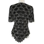 Vintage Lawrence Kazar M Beaded Sequin Evening Top Asymmetrical Art Deco Gatsby Black Size M Photo 3