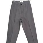 Ami Paris Gray Pintuck Cotton Cropped High Rise Pants MEDIUM Photo 0