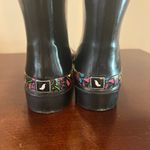 Sakroots  Black Winter Rain Boots with Floral Trim Photo 2
