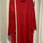 J. Jill Size M Red Pink Long Sleeve Sweatshirt Mini Dress Pockets Crew Neck Size M Photo 3