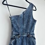 Retrofete Dress Womens XS Denim Fitted Belted Festival Boho Fringe Cowgirl Jean Blue Photo 4