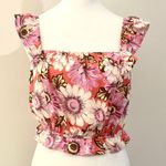 Lila Rose Floral Ruffle Sleeve Top - Pink and Brown Photo 1